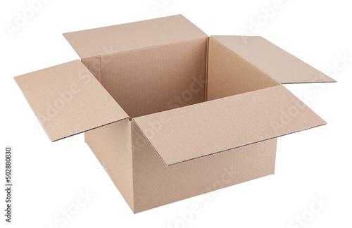 Corrugated cardboard box, object isolated on a white background.