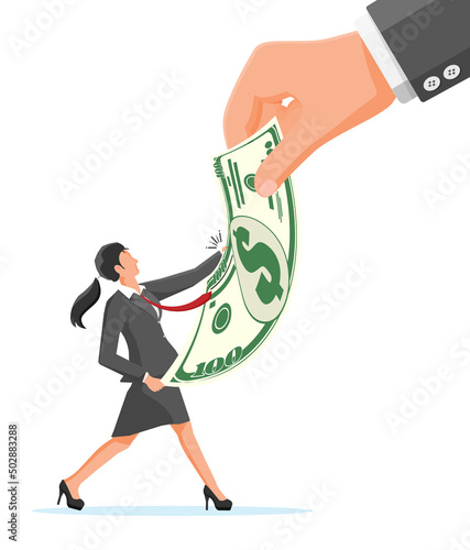 Hand Tries to Grab the Dollar from Businesswoman