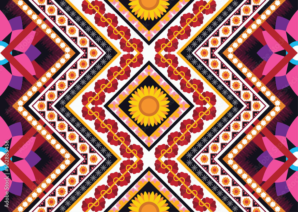 Abstract ethnic geometric flower pattern design pattern for background,fabric,wrapping,clothing,carpet,wallpaper,clothing,wrapping,batik,fabric Abstract ethnic geometric flower pattern design pattern for background,fabric,wrapping,clothing,carpet,wallpaper,clothing,wrapping,batik,fabric