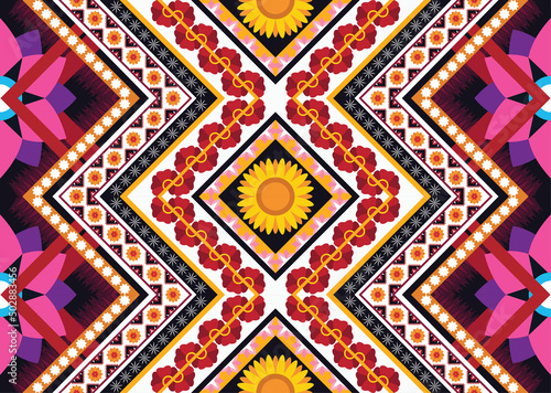 Wallpaper Mural Abstract ethnic geometric flower pattern design pattern for background,fabric,wrapping,clothing,carpet,wallpaper,clothing,wrapping,batik,fabric Torontodigital.ca