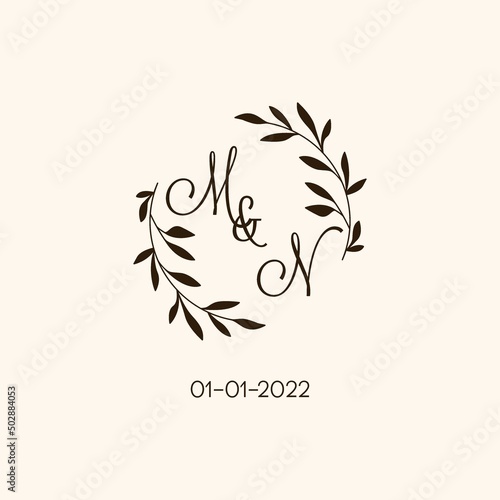 Monogram MN wedding logo natural elegant design