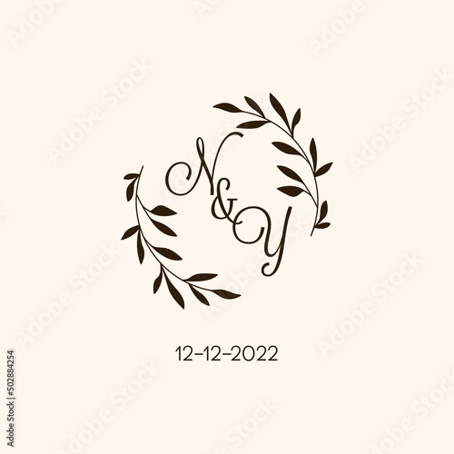 Monogram NY wedding logo natural elegant design