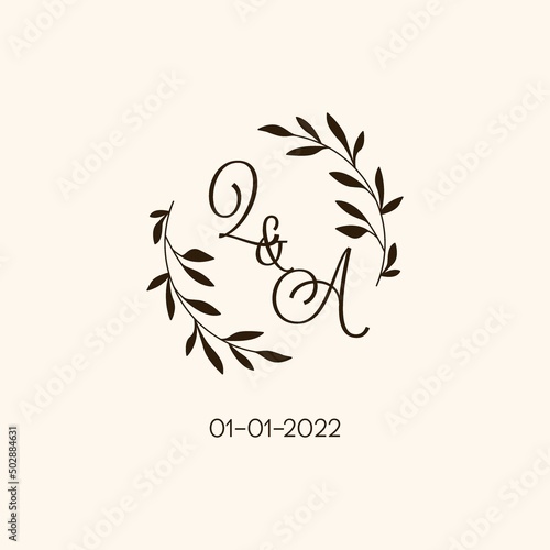 Monogram QA wedding logo natural elegant design
