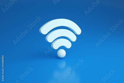 wifi symbol over blue background, 3d rendering