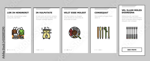 Fondue Cooking Delicious Meal Onboarding Mobile App Page Screen Vector. Cheese And Chocolate Tasty Dish Prepared In Warmer Kitchen Appliance Electronic Equipment. Preparing Raclette Food Illustrations