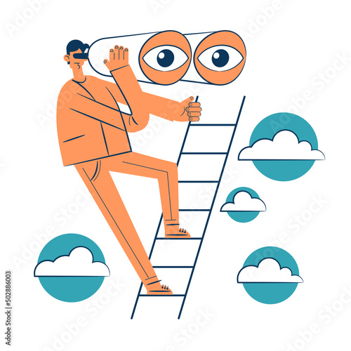 Man looking through binoculars