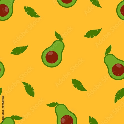 Fototapeta Naklejka Na Ścianę i Meble -  seamless pattern of avocado and leaves