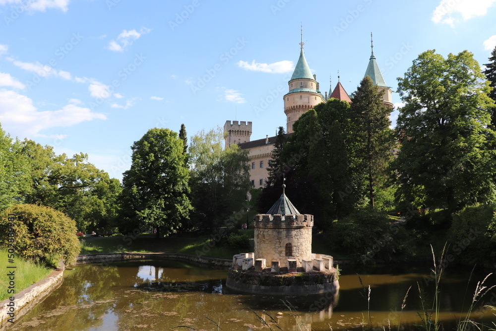 castle on the lake, church, architecture, water, russia, castle, sky, river, lake, building, moscow, tower, reflection, landscape, pond, monastery, cathedral, travel, park, summer, bojnice