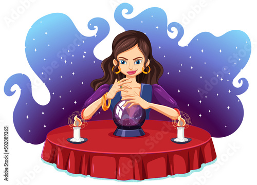 Fortune teller and crystal ball