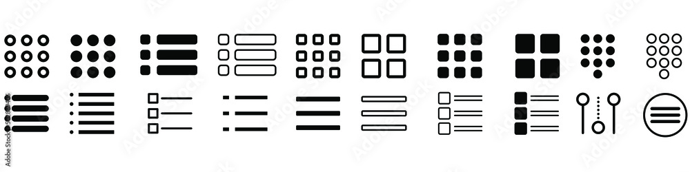 Set Vector icon menu for apps and web. Settings illustration sign collection. options symbol. Set Vector icon menu for apps and web. Settings illustration sign collection. options symbol.