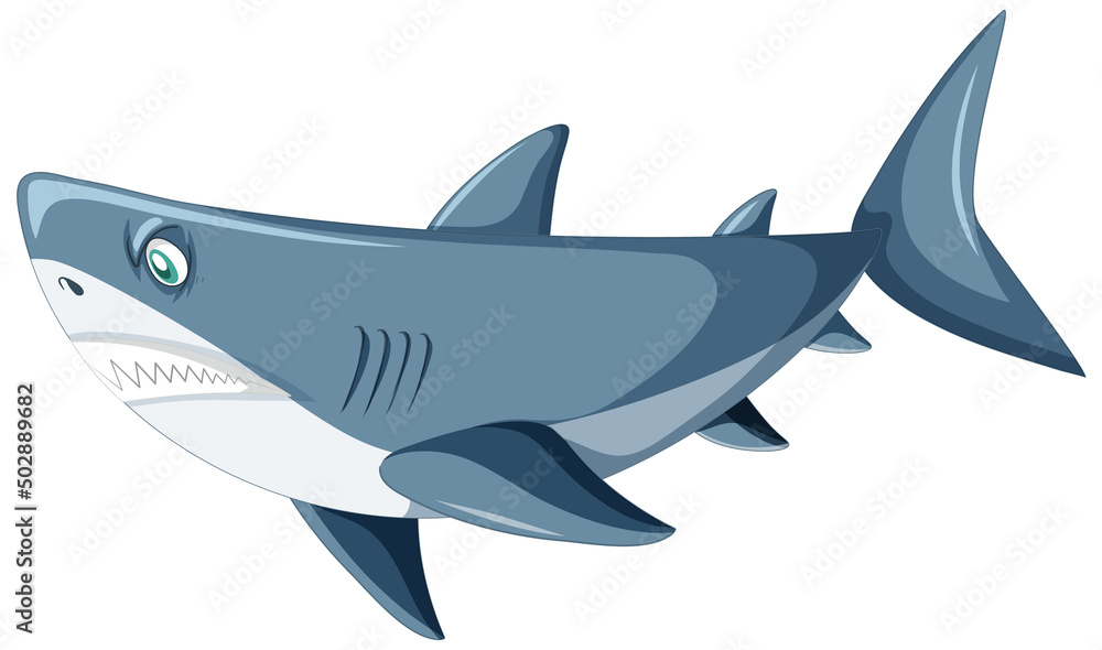 Aggressive great white shark cartoon
