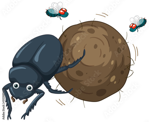 A dung beetle cartoon character