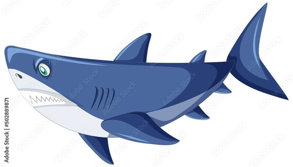 Fototapeta premium Aggressive great white shark cartoon