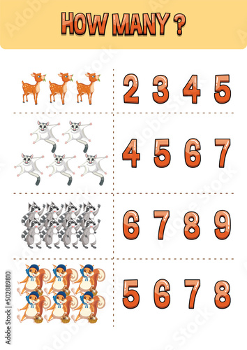 Worksheet design for counting animals
