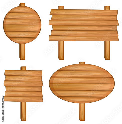 Set of wooden sign banner
