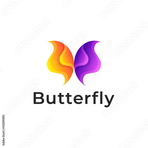 Butterfly purple and orange Gradient color Logo for beauty cosmetic logo. 
