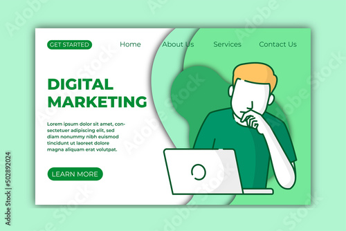 editable landing page template with Modern flat design concept of web page design for website and mobile website.