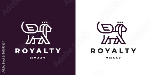 Premium lion logo design. Royal brand symbol. Minimal luxury animal line icon. Corporate brand identity sign. Vector illustration.
