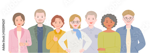 Lively characters of old age. flat design style vector illustration.	