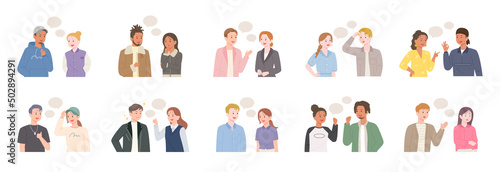 Two people are talking. Two person set collection. flat design style vector illustration. 