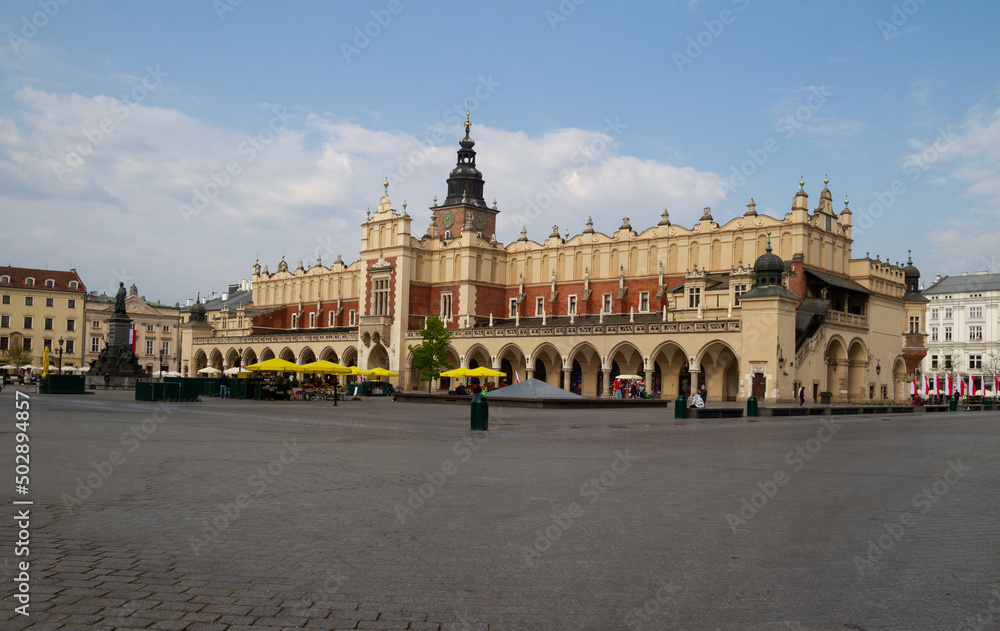 The Cloth Hall (Sukiennice Kraków) on Main Market Square in the Old Town district of Krakow, Poland. UNESCO World Heritage Site.