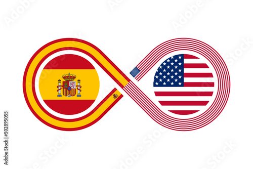 unity concept. spanish and american english language translation icon. vector illustration isolated on white background