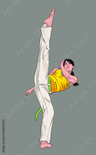 Drawing capoiera martial art, classic, art.illustration, vector