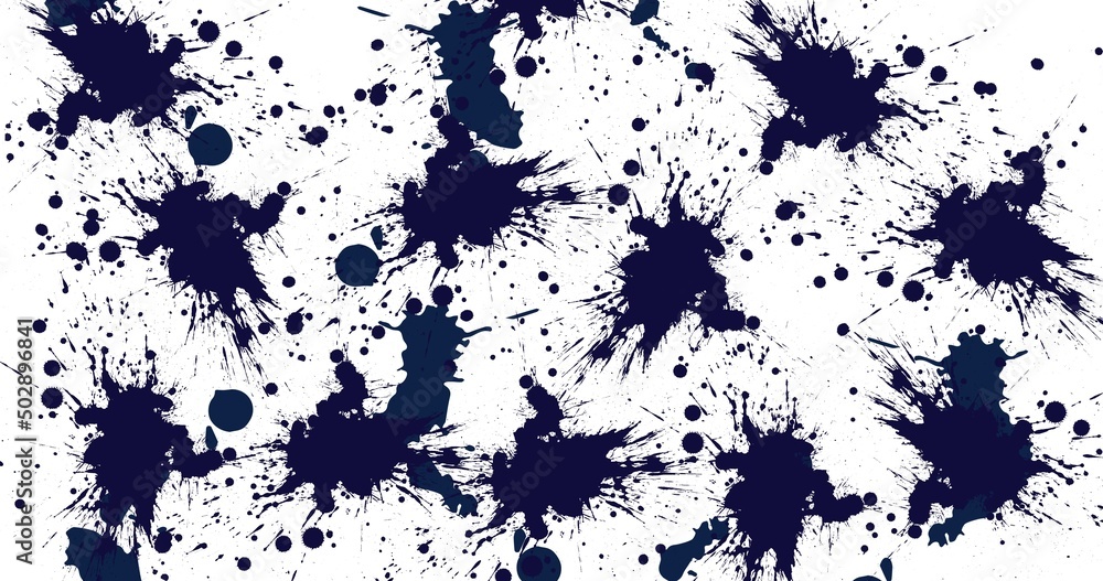 Full frame illustration of blue paint stains on white background
