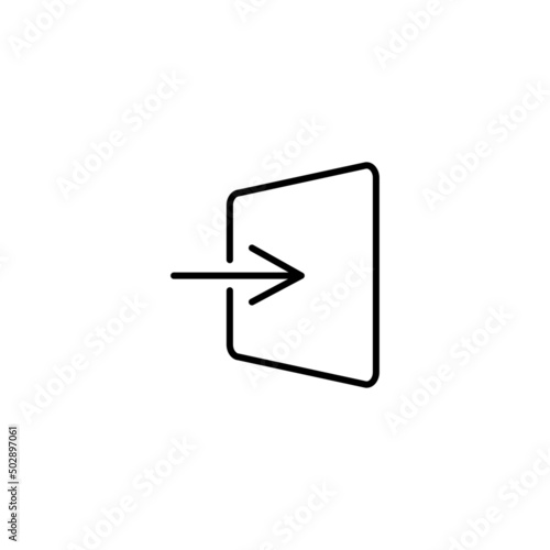 Document import line icon inside circle, arrow right inside, black outline, line icons. eps 10