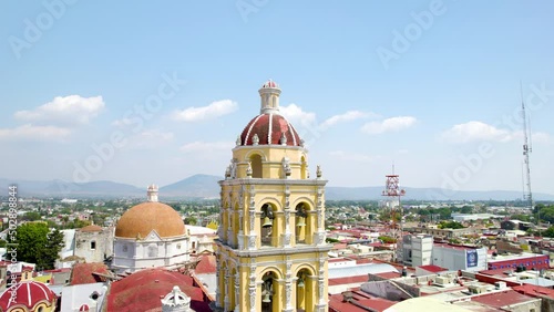 scene with rotation drone of the cathedral of Atlixco photo