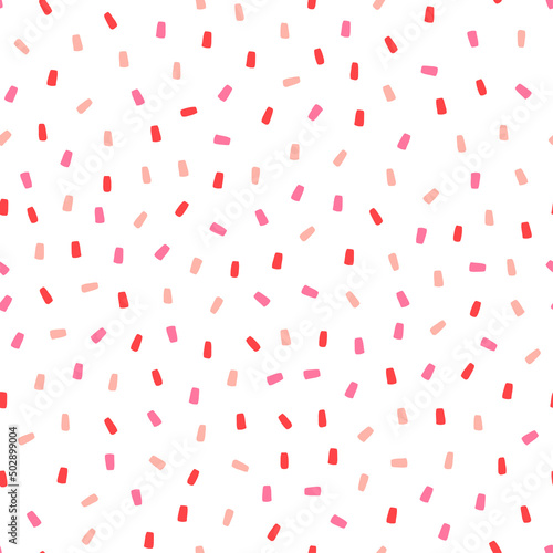 White seamless pattern with pink sprinkles.