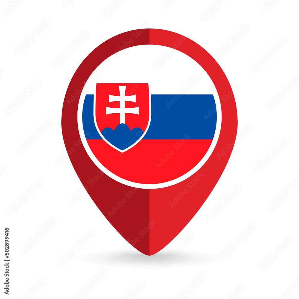 Map pointer with contry Slovakia. Slovakia flag. Vector illustration. Map pointer with contry Slovakia. Slovakia flag. Vector illustration.