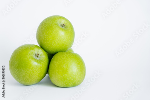 Fototapeta Naklejka Na Ścianę i Meble -  green and organic apples on white.