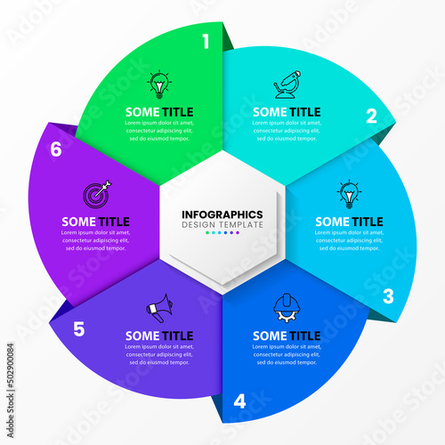 Infographic template with icons and 6 options or steps.