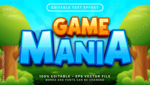 game mania 3d text effect and editable text effect with wood texture background