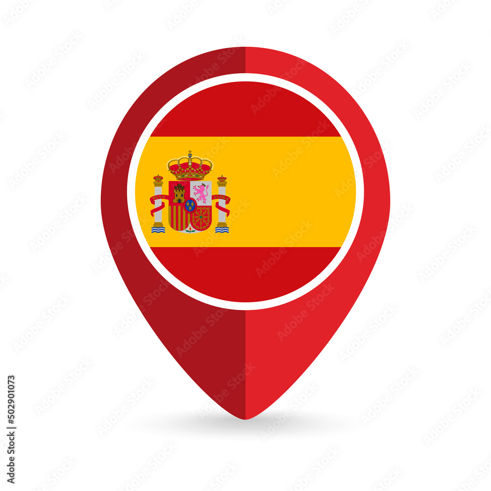 Map pointer with contry Spain. Spain flag. Vector illustration. Map pointer with contry Spain. Spain flag. Vector illustration.