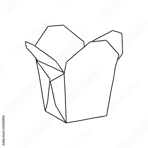 Open paper box for taking food. Noodle wok Chinese food box.