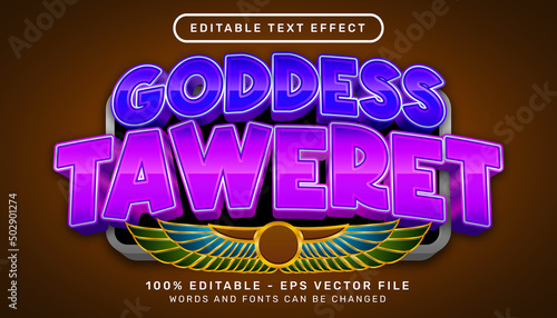 goddess taweret 3d text effect and editable text effect