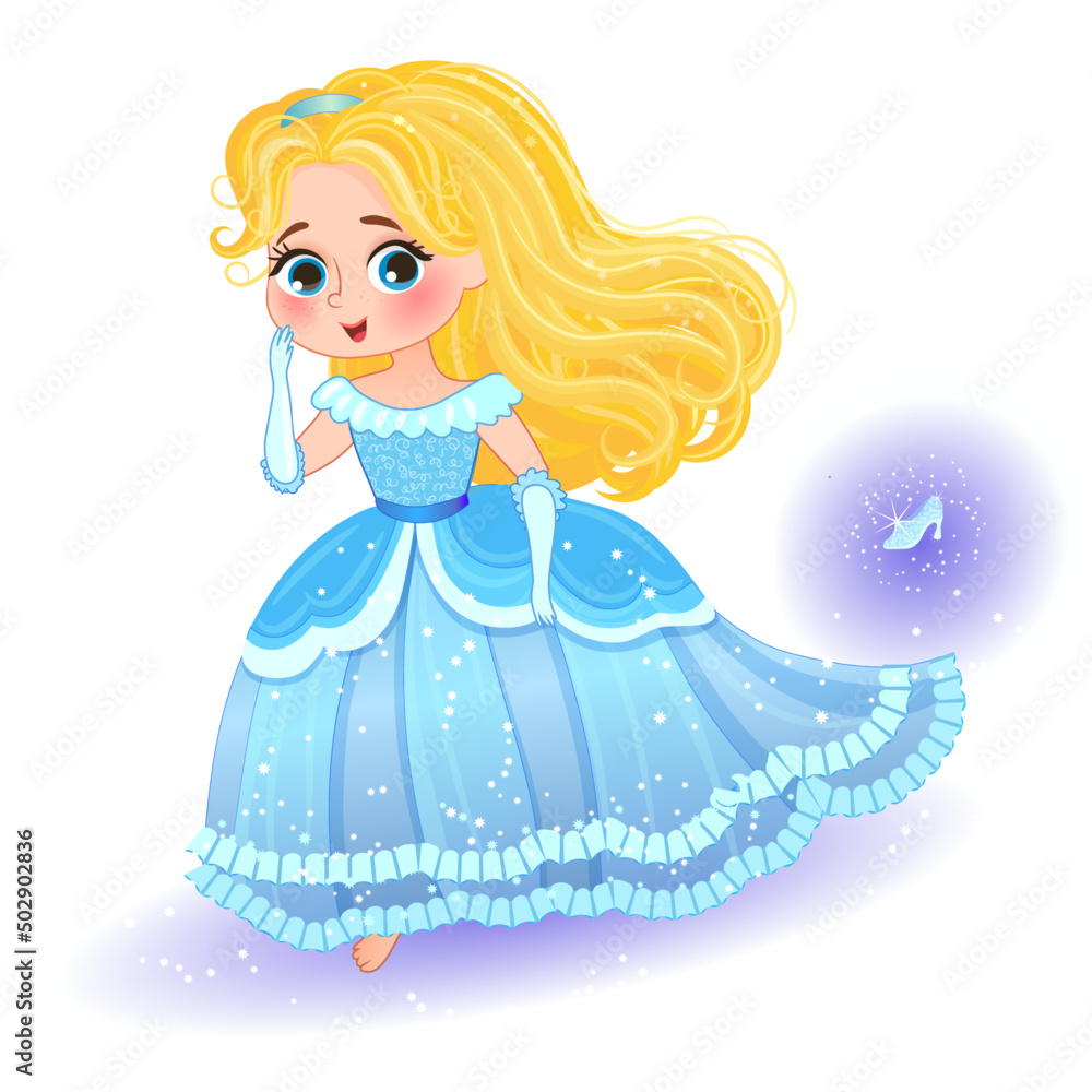 Little princess in crown wearing in magnificent dress color and outlined isolated on a white background. vector illustration Little princess in crown wearing in magnificent dress color and outlined isolated on a white background. vector illustration