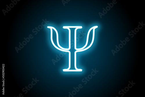 Neon Psi greek alphabet letter sign symbol photo