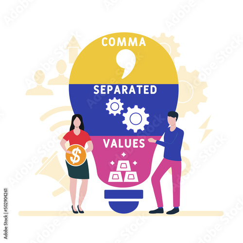 CSV - Comma Separated Values acronym. business concept background. vector illustration concept with keywords and icons. lettering illustration with icons for web banner, flyer, landing pag