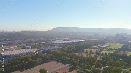 Wallpaper Mural Stuttgart: Aerial view of city in Germany and capital of German state of Baden-Württemberg, sunny day with clear blue sky - landscape panorama of Europe from above Torontodigital.ca