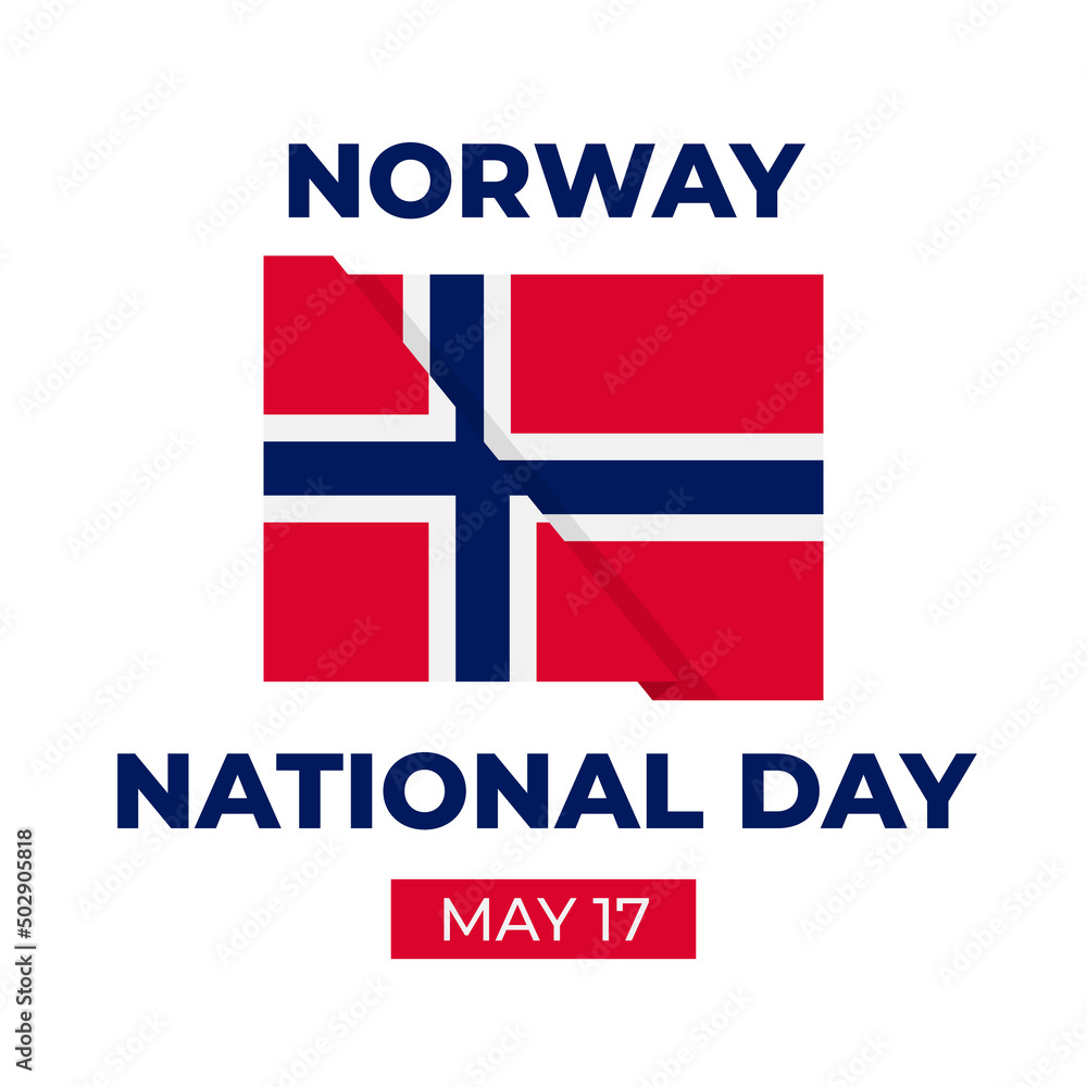 Fototapeta premium Norway National Day typography poster. Norwegian holiday celebration on May 17. Vector template for banner, greeting card, flyer, etc