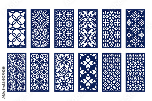 Laser cut patterns set, ornamental panel templates.