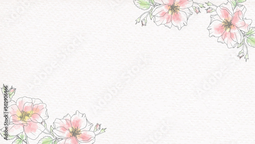 doodle line art rose flower bouquet on paper background