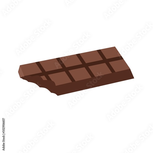 Chocolate bar vector. Chocolate bite. Sweet chocolate design in realistic style on white background. Great for chocolate business brand images, web logos and snack packages.
