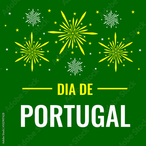 Portugal National Day banner in Portuguese. Holiday celebration on June 10. Vector template for poster, flyer, postcard, etc