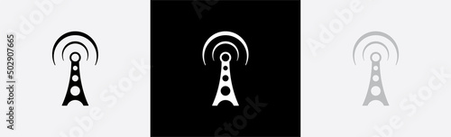 Radio tower icon. Communication tower symbol, Radio antenna sign, vector illustration