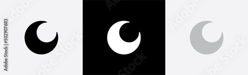 Crescent moon icon. Moon phase symbol. Moon nighttime sign. Lunar night vector illustration.