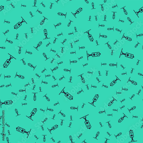 Black Train traffic light icon isolated seamless pattern on green background. Traffic lights for the railway to regulate the movement of trains. Vector